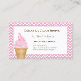 Tarjeta De Visita Ice Cream Shop Pink Chevron Business Cards