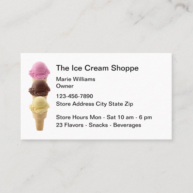 Tarjeta De Visita Ice Cream Shop Retail Business Cards (Anverso)