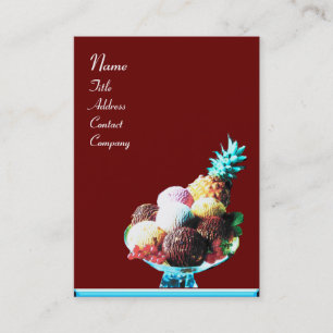 Tarjeta De Visita ICE CREAM - TIENDA DESERTO, azul rojo negro