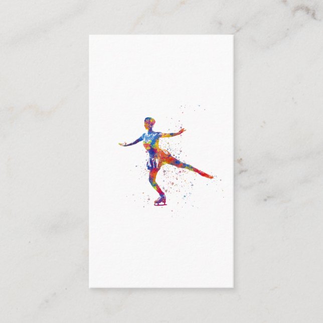 Tarjeta De Visita Ice skater in watercolor (Anverso)