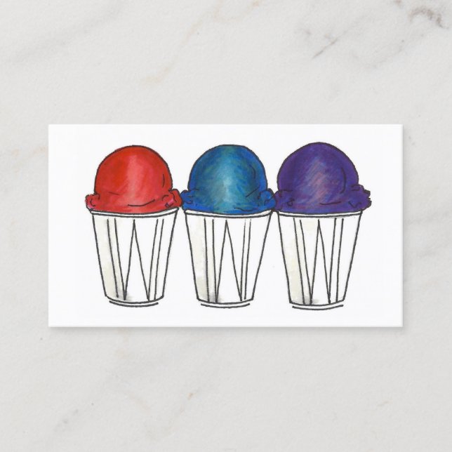 Tarjeta De Visita Ice Sno Cone Italiano Comida De Hielo Snocone Beac (Anverso)