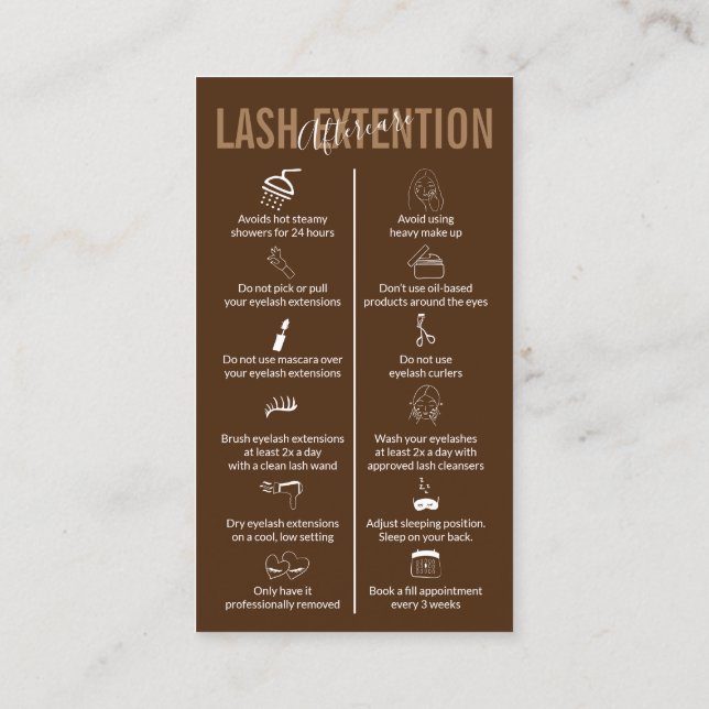 Tarjeta De Visita Icono café marrón maquillaje extensión de cenizas  (Reverso)
