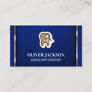 Tarjeta De Visita Icono de aumento dental   Fondo azul del trinquete