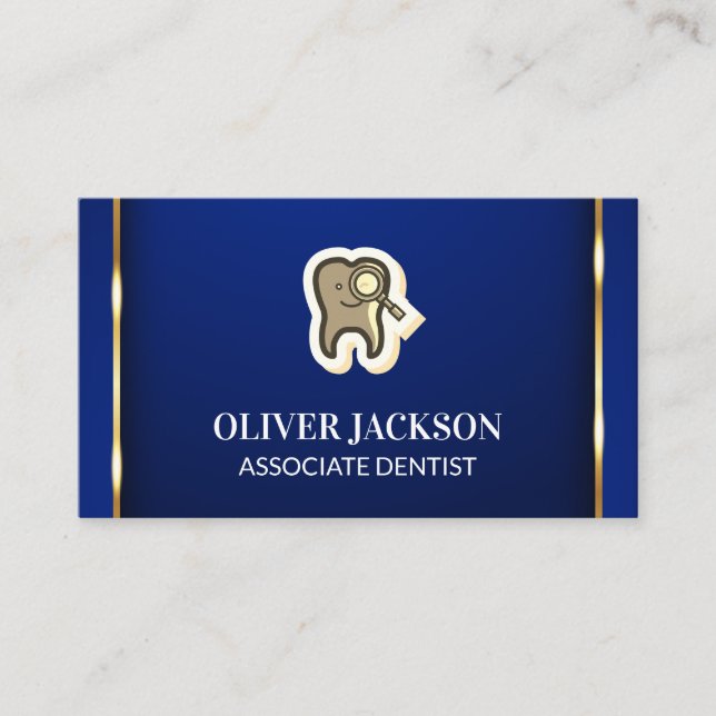 Tarjeta De Visita Icono de aumento dental | Fondo azul del trinquete (Anverso)
