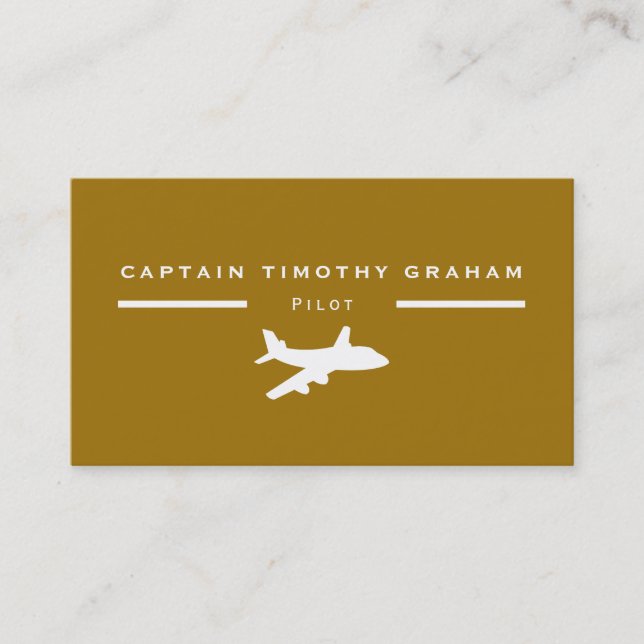 Tarjeta De Visita Icono de avión blanco y oro, controlador de vuelo  (Anverso)