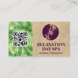 Tarjeta De Visita Icono de bambú | Palm Leaf | Código QR