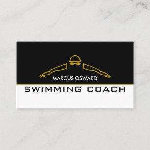 Tarjeta De Visita Icono de baño de oro, entrenador de natación y soc