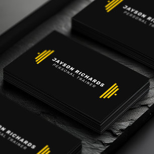 Tarjeta De Visita Icono de barra de gimnasio negro/amarillo entrenad