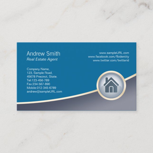 Tarjeta De Visita Icono de Casa de Inversión Inmobiliaria del Agente (Anverso)
