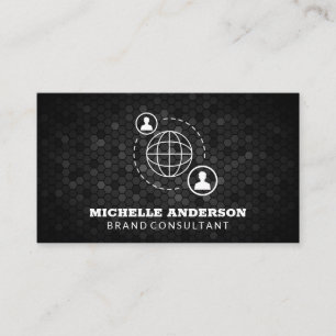 Tarjeta De Visita Icono de Comunicación de Red   Geométrico Negro