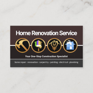 Tarjeta De Visita Icono de construcción de oro creativo renovación d