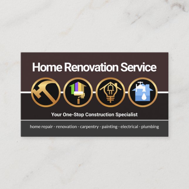 Tarjeta De Visita Icono de construcción de oro creativo renovación d (Anverso)