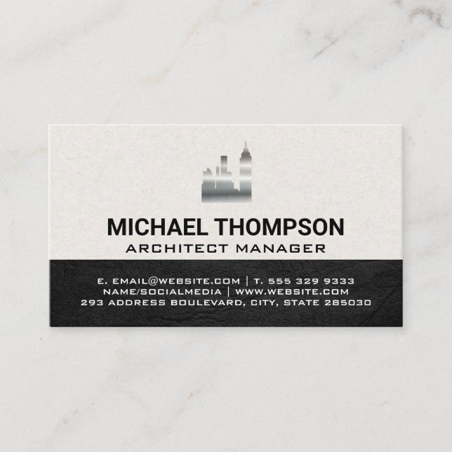 Tarjeta De Visita Icono de construcción de Sky Scraper | METALIZADO (Anverso)
