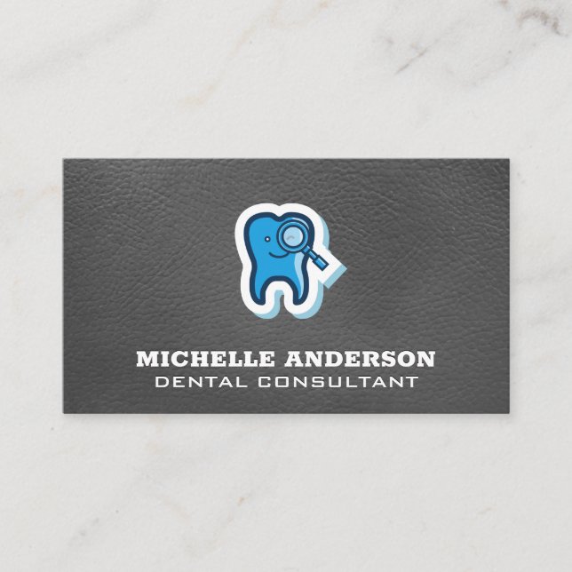 Tarjeta De Visita Icono de cristal de aumento dental | Textura de cu (Anverso)