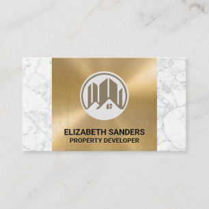 Tarjeta De Visita Icono de edificio y hogar   Mármol Metalizado de o