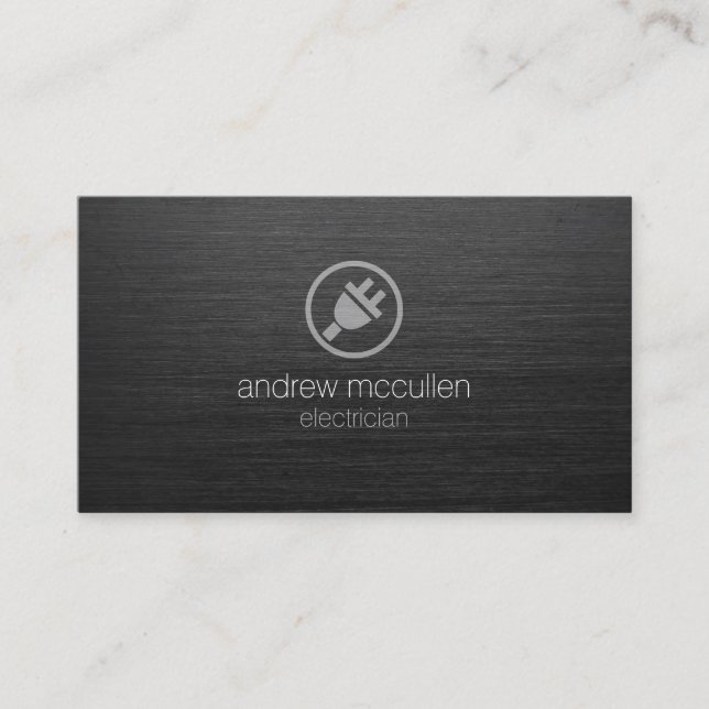 Tarjeta De Visita Icono de enchufe eléctrico Electricista oscuro cep (Anverso)