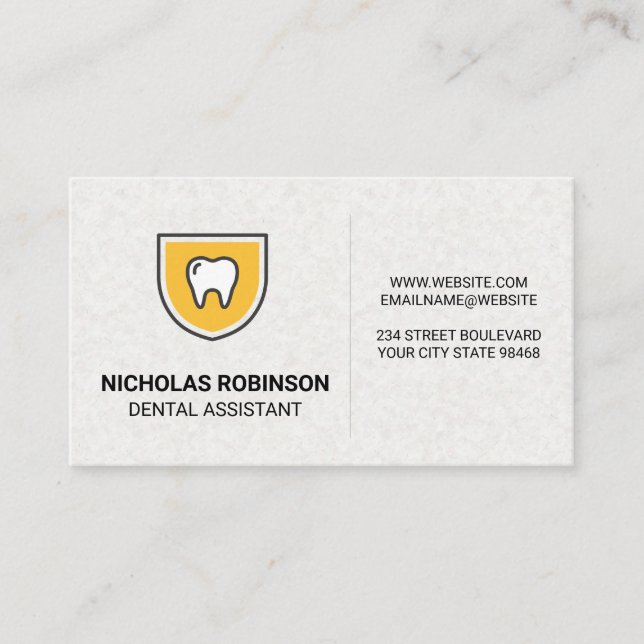 Tarjeta De Visita Icono de Escudo amarillo dental (Anverso)