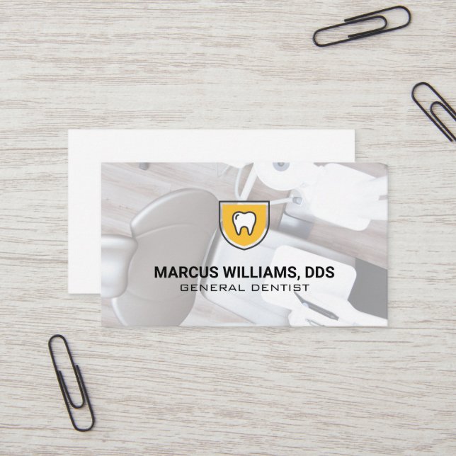 Tarjeta De Visita Icono de Escudo dental | Oficina de dentistas (Anverso/Reverso In Situ)