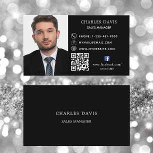 Tarjeta De Visita Icono de facebook de la foto del código QR blanco 