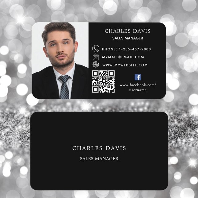 Tarjeta De Visita Icono de facebook de la foto del código QR blanco  (Subido por el creador)