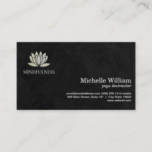 Tarjeta De Visita Icono de flor de Lotus   Sleek Black simple