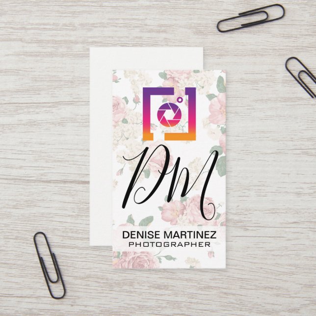 Tarjeta De Visita Icono de foto de medios sociales | Floral de época (Anverso/Reverso In Situ)