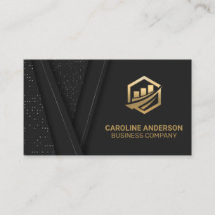 Tarjeta De Visita Icono de Gold Finance   Black Luxury Background Bu