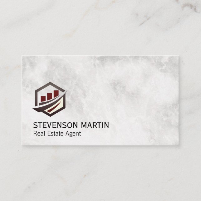 Tarjeta De Visita Icono de gráfico financiero | Marble ejecutivo (Anverso)