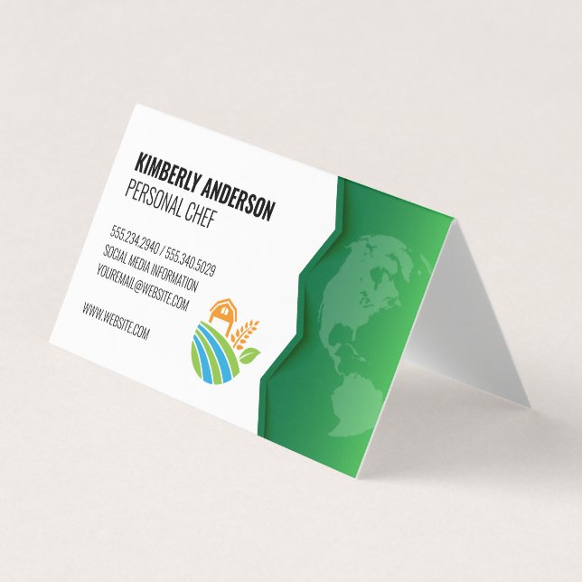 Tarjeta De Visita Icono de granja | Tierra verde (Anverso)