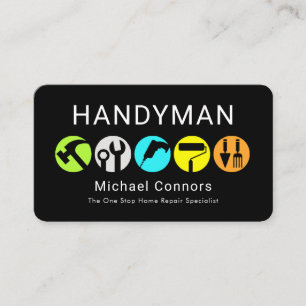 Tarjeta De Visita Icono de herramientas de hombre práctico coloridas