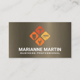 Tarjeta De Visita Icono de Herramientas Manuales   Fondo de Metal