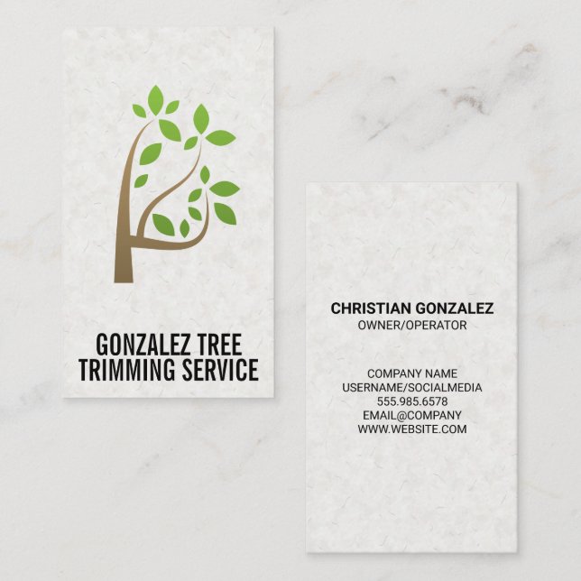 Tarjeta De Visita Icono de hojas de árbol | Paisaje | Gardener (Anverso / Reverso)