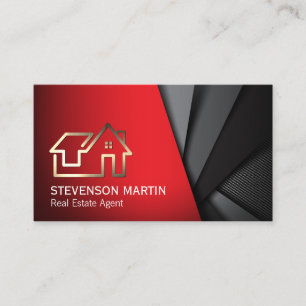 Tarjeta De Visita Icono de inicio de Realtor   Red Black Layered