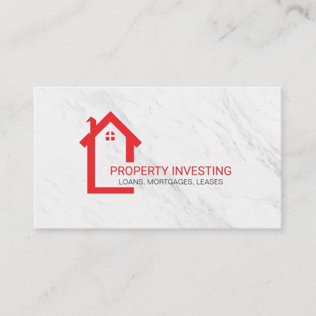 Tarjeta De Visita Icono de inicio | Inmobiliaria | Mármol (Anverso)