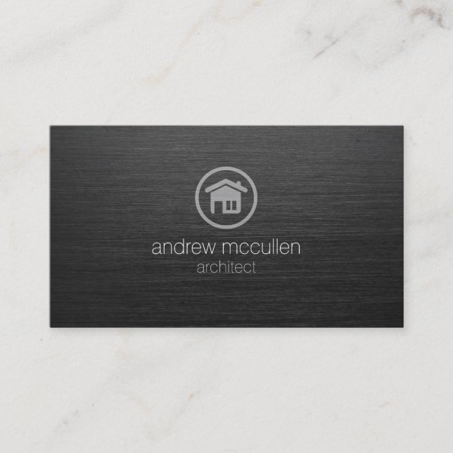 Tarjeta De Visita Icono de la casa del arquitecto Pincel oscuro Meta (Anverso)