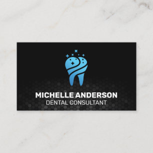 Tarjeta De Visita Icono de la muela azul   Fondo geométrico