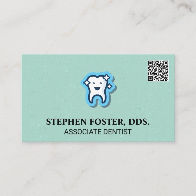 Tarjeta De Visita Icono de la muela | Código QR (Anverso)
