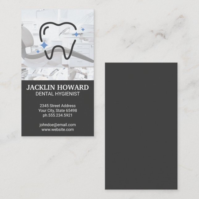Tarjeta De Visita Icono de la muela | Oficina de dentistas (Anverso / Reverso)