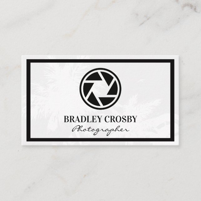 Tarjeta De Visita Icono de lente de cámara | Fondo de los Árboles Tr (Anverso)