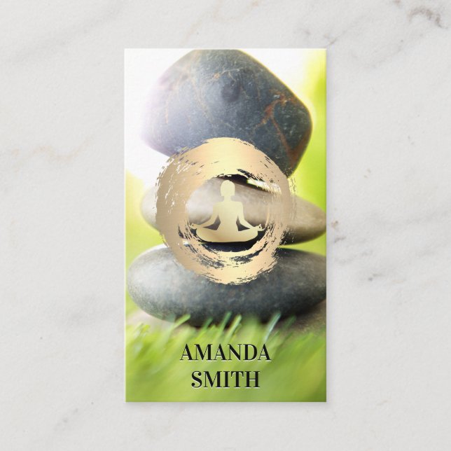 Tarjeta De Visita Icono de meditación | Piedras apiladas (Anverso)