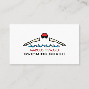 Tarjeta De Visita Icono De Natación Rápida, Entrenador De Natación Y