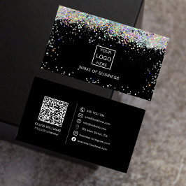 Tarjeta De Visita Icono de redes sociales con código QR de purpurina