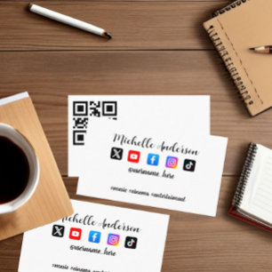 Tarjeta De Visita Icono de redes sociales totalmente personalizado (