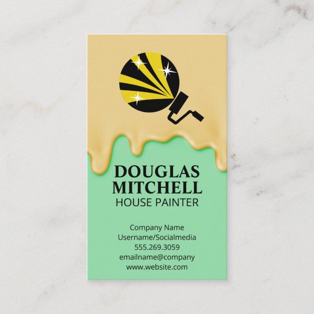 Tarjeta De Visita Icono de rodillo de pintura | Pintura de goteo (Anverso)