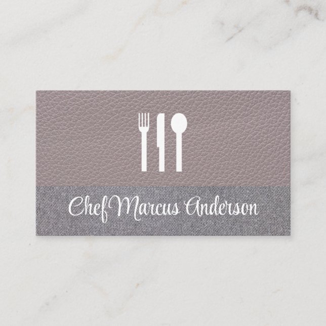 Tarjeta De Visita Icono de Silverware | Cuero | Ropa (Anverso)