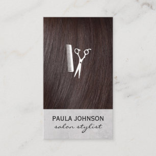 Tarjeta De Visita Icono de tijeras de pelo y salon de Brunette