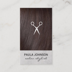 Tarjeta De Visita Icono de tijeras de pelo y salon de Brunette