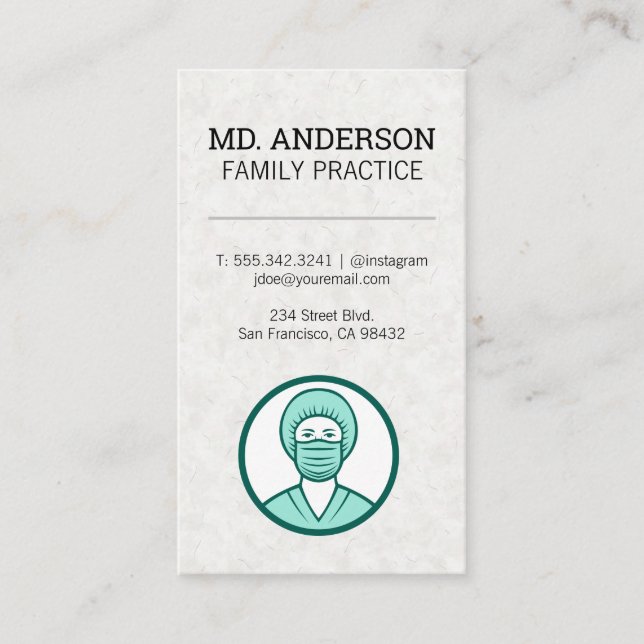Tarjeta De Visita Icono de trabajador de salud de MD | Icono médico (Anverso)