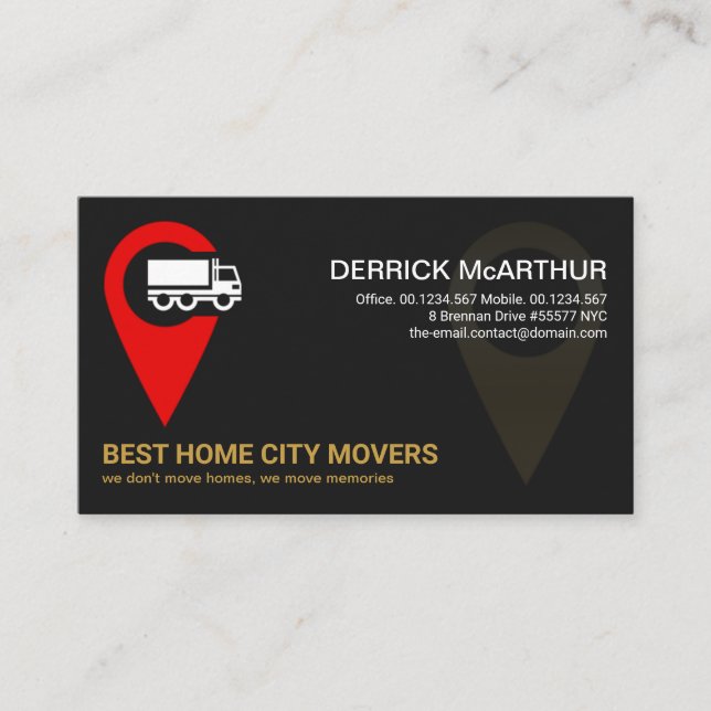 Tarjeta De Visita Icono de ubicación creativa Movers logísticos del  (Anverso)