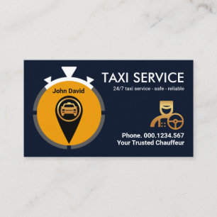 Tarjeta De Visita Icono de ubicación de Stopwatch creativo Taxi